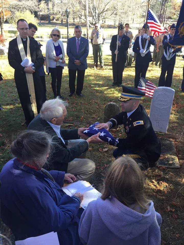 The soldiers have no relatives that could be located, so the U.S. Army honor guard presented the flag to George Pouder, who gave it to the St. Stephen's.