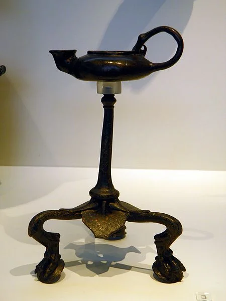 A oil-lamp on a lamp-stand, from late antiquity