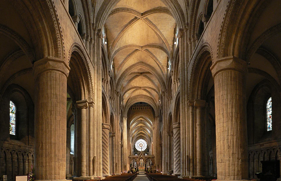 The interior of Durham Cathedral, England