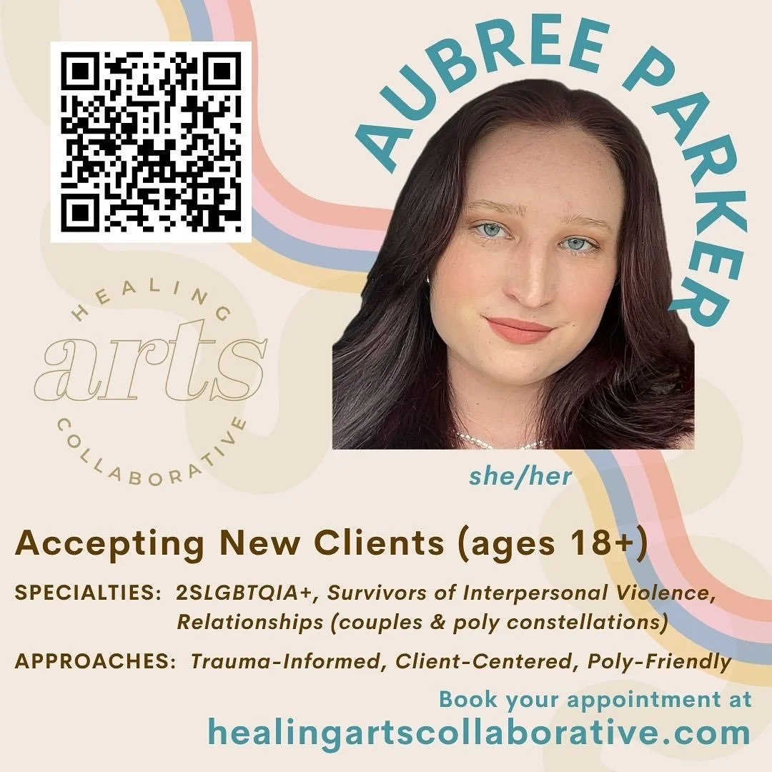 Introducing our clinical student intern, Aubree Parker (she/her)!

Aubree is a clinical social work student at UNC Chapel Hill who specializes in working with individuals, couples, and poly constellations. She has experience serving clients who ident