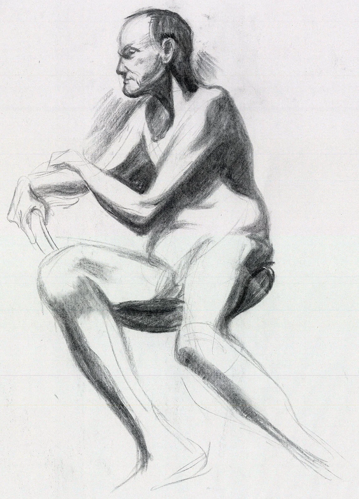 20 minute figure drawing; charcoal on paper. 2019