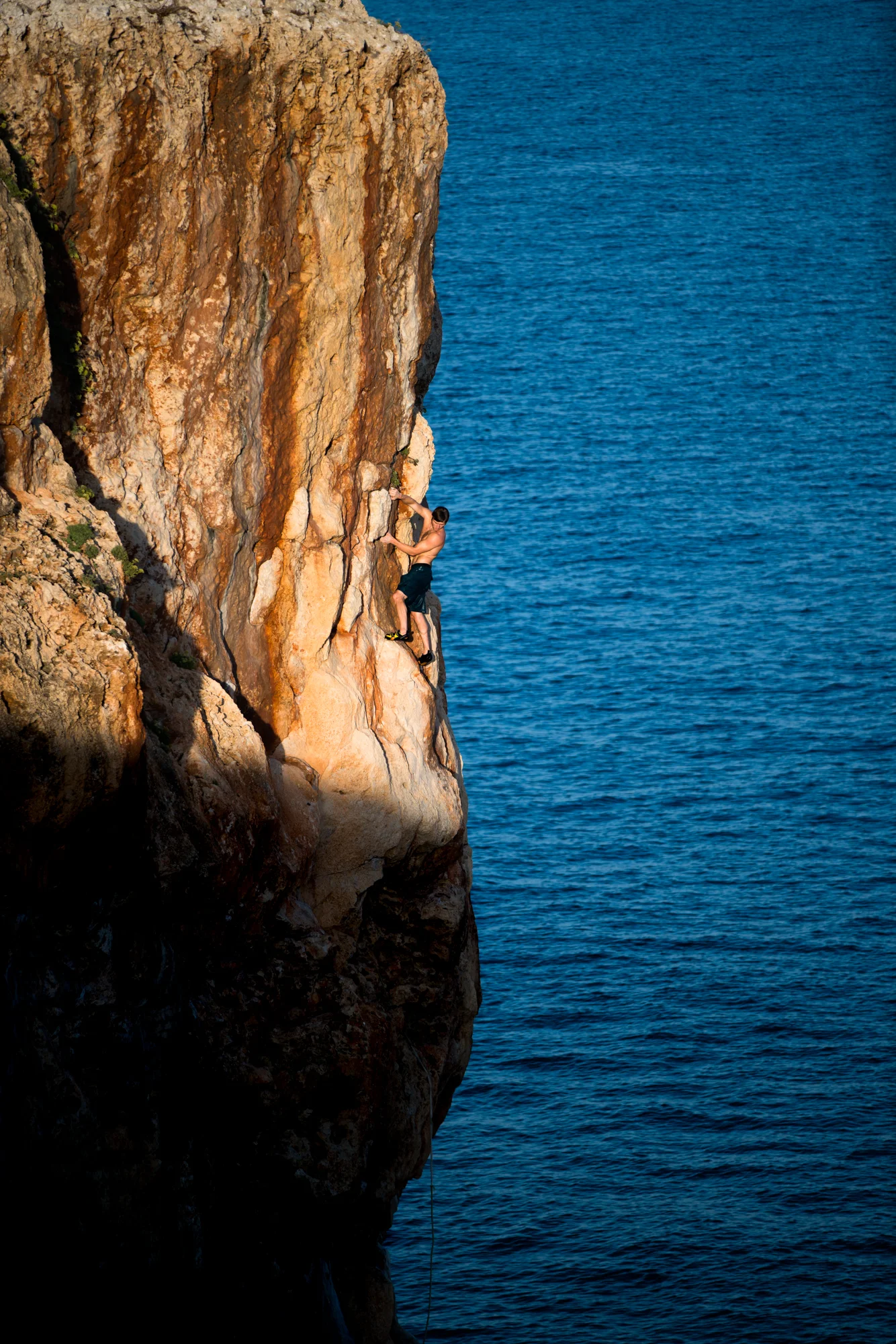 To get out of Diablo wall, you either send your project or climb out soaking wet on the 10d pictured here. 