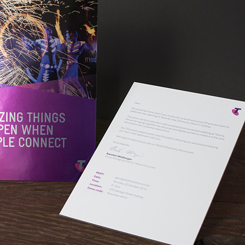 TELSTRA SILVER FOIL BOARD INVITATION