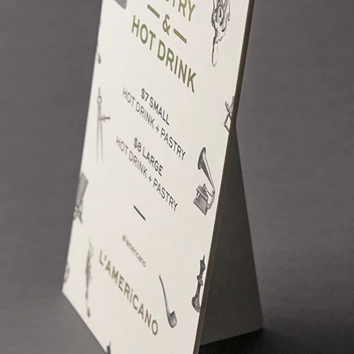L'AMERICANO FOILED STRUT CARD