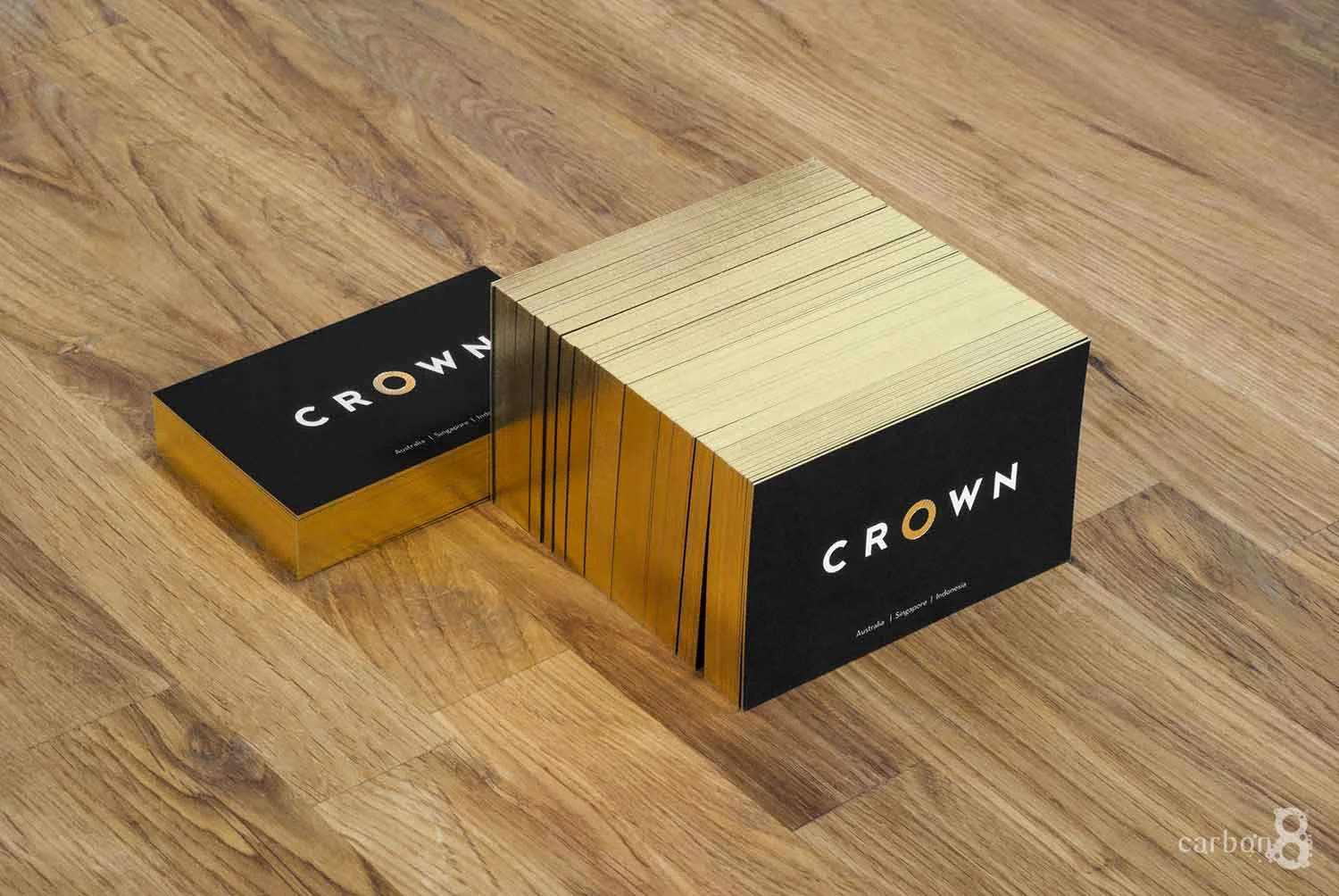 Printed business cards with gold geld edge for crown Group