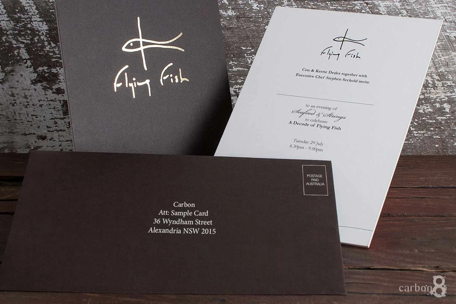 Invitation foiled and fused Flying Fish