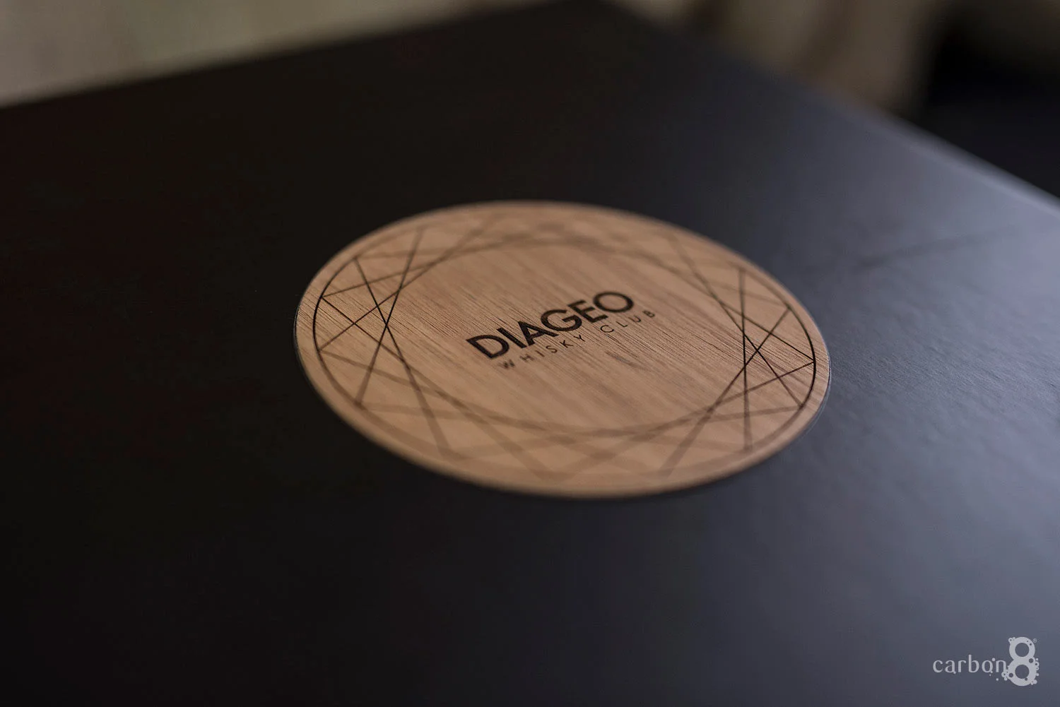 Laser engraved logo for custom made box for Diageo Whisky Club