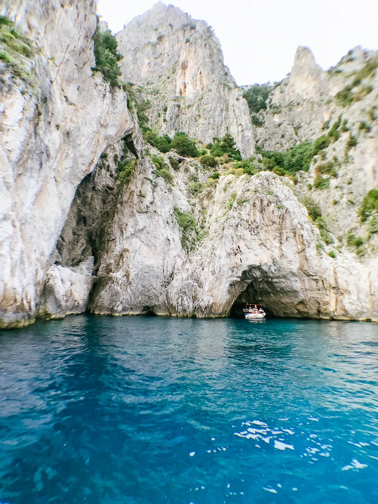 Entering the green grotto in Capri