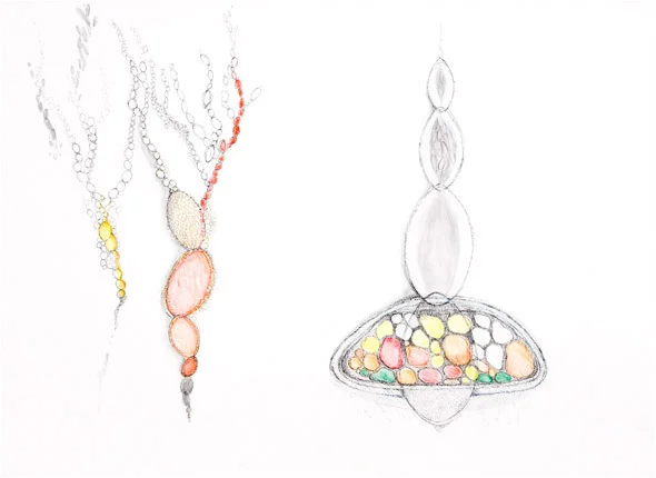Untitled, 2009, pen and ink, colored pencil, graphite, 22" x 30"