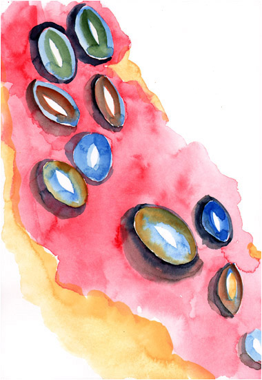  Untitled, 2009, watercolor, 10 ¼" x 7" 