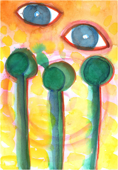  Untitled, 2007, watercolor, 10 ¼" x 7" 