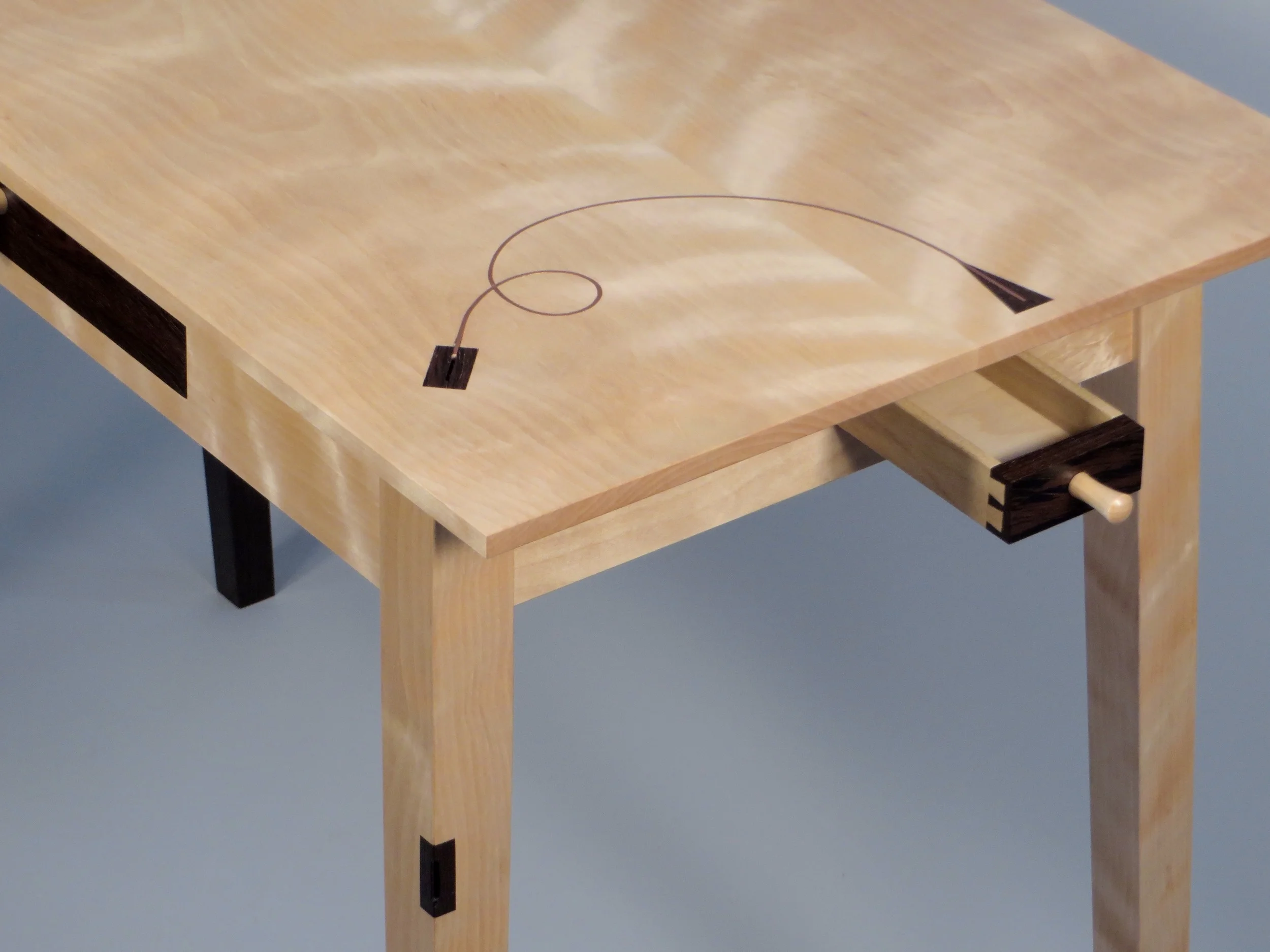 Detail of small drawer and inlay.