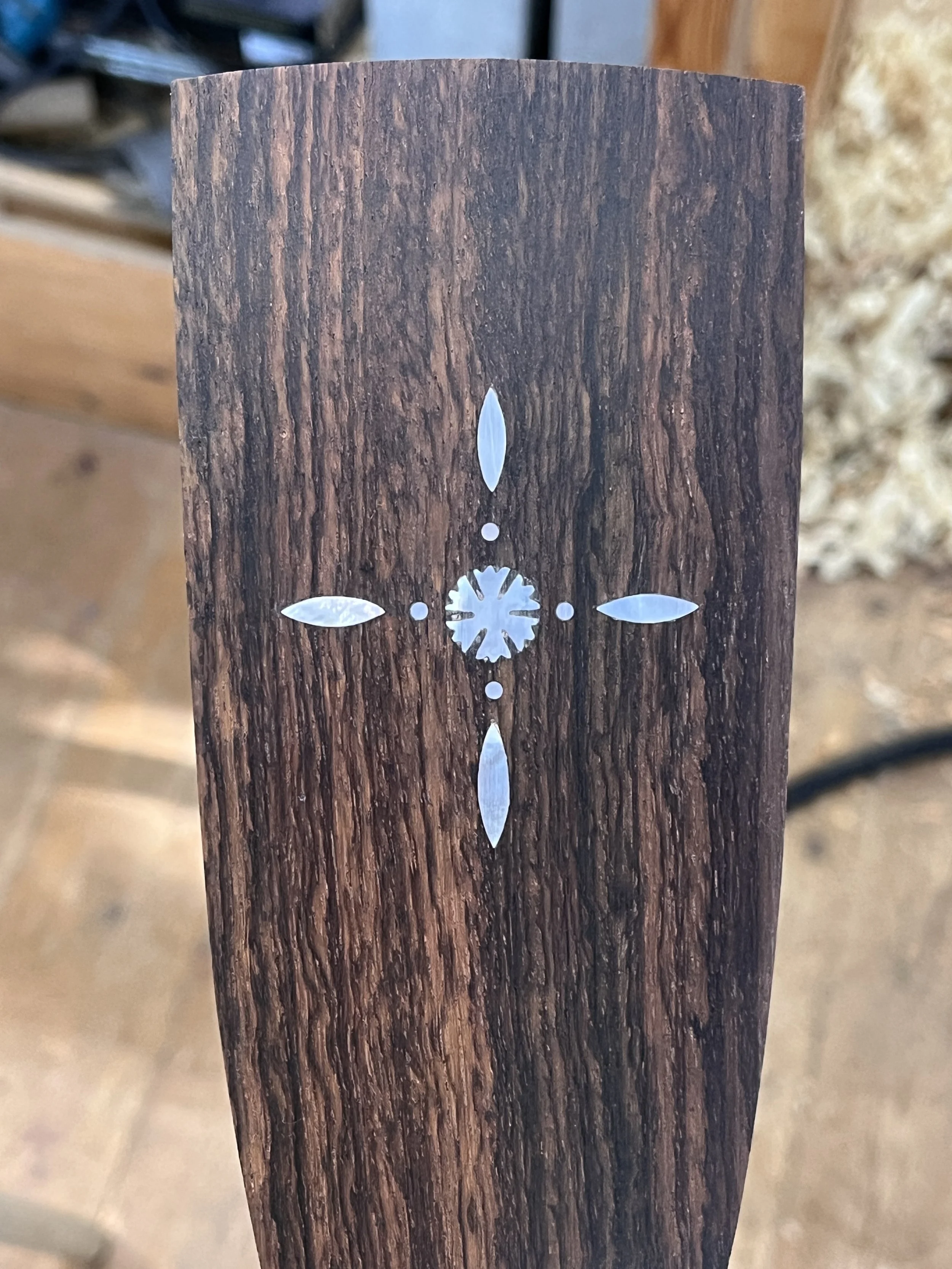 Rosewood headplate with MOP inlay