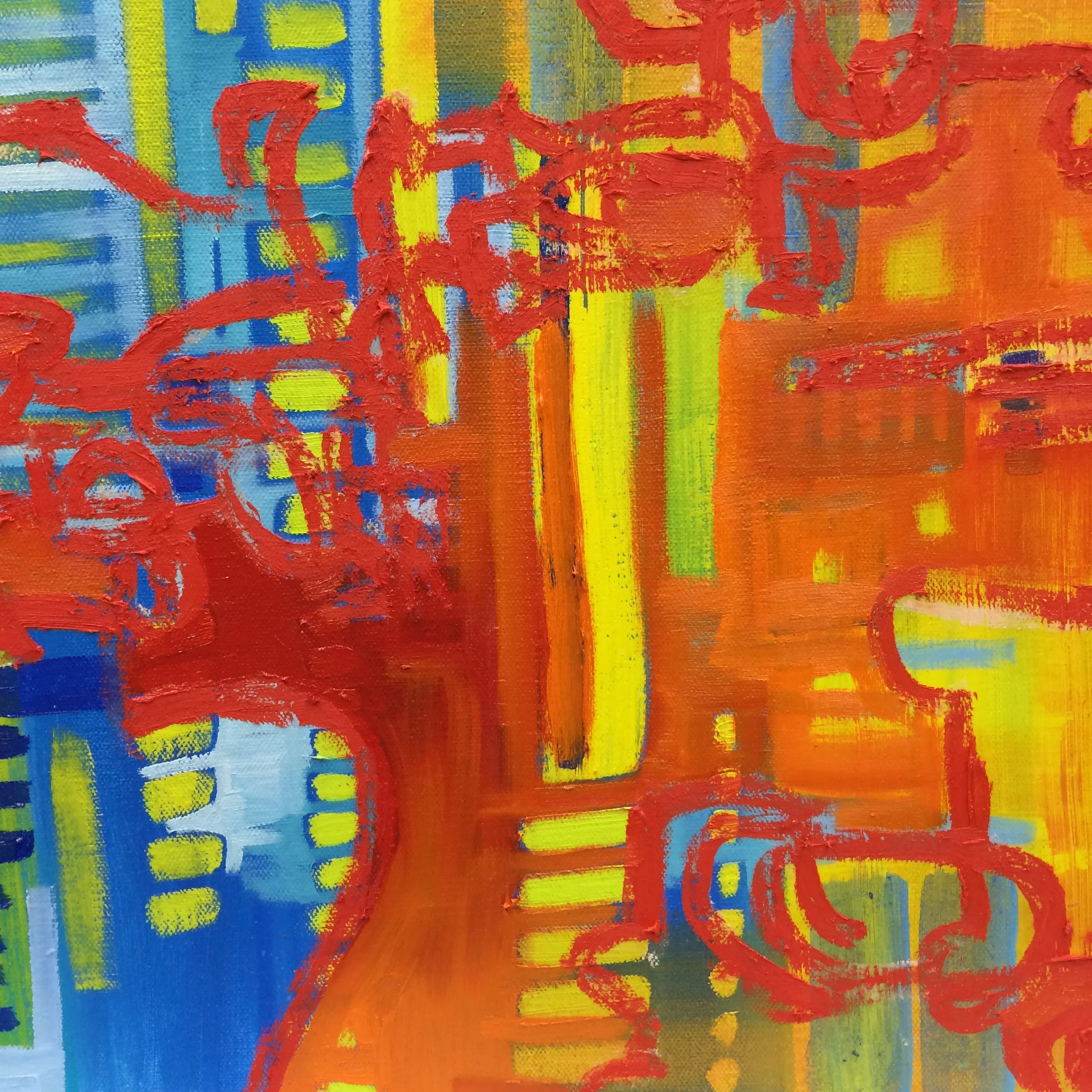 Detail of "Urban Sniper" an example of one of the pieces in my current work that I used Blind contours in.