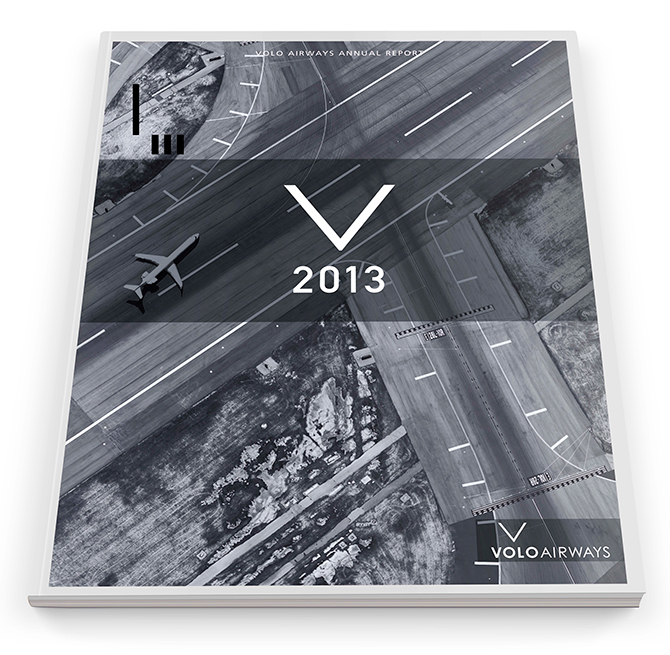 Wes Browne’s annual report and typographic poster for Volo Airways