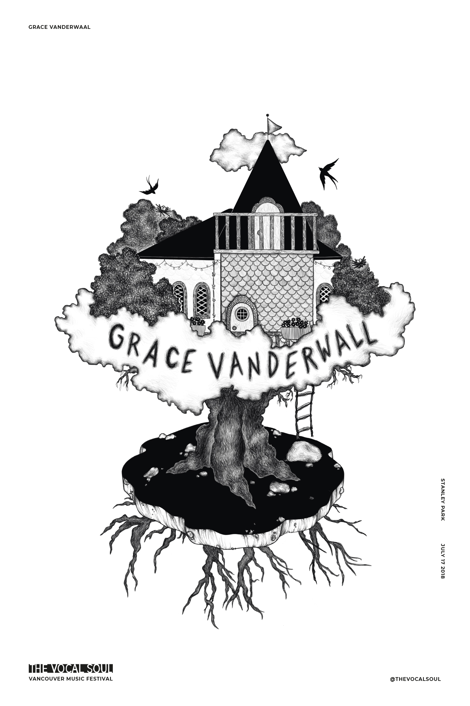 Grace Vanderwall, The Vocal Soul, Vancouver Music Festival illustrated poster by Emily Rose