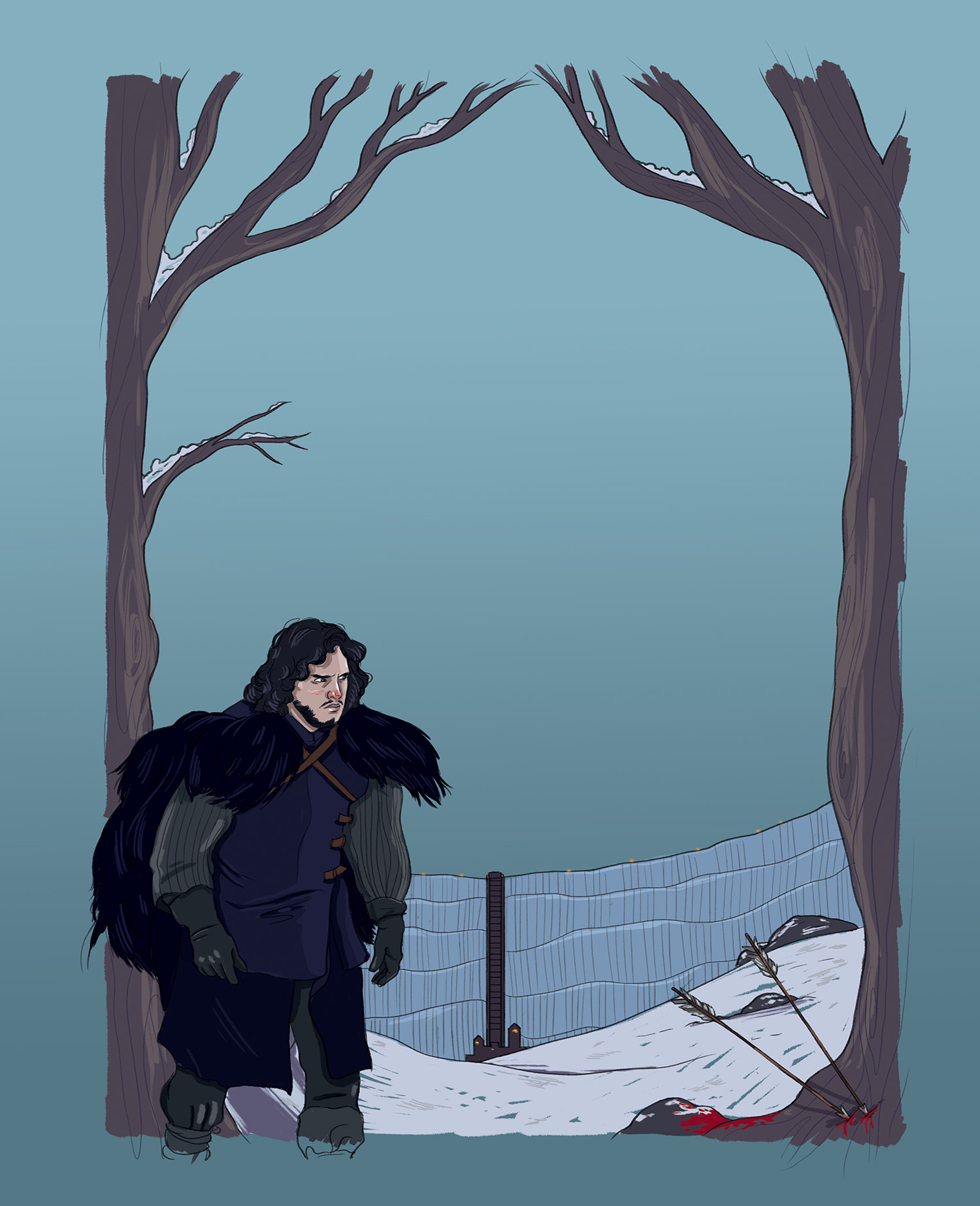 I actually had a column for a short time in the Capilano Courier, covering geek news. This was a full-page illustration that featured Jon Snow from Game of Thrones. 