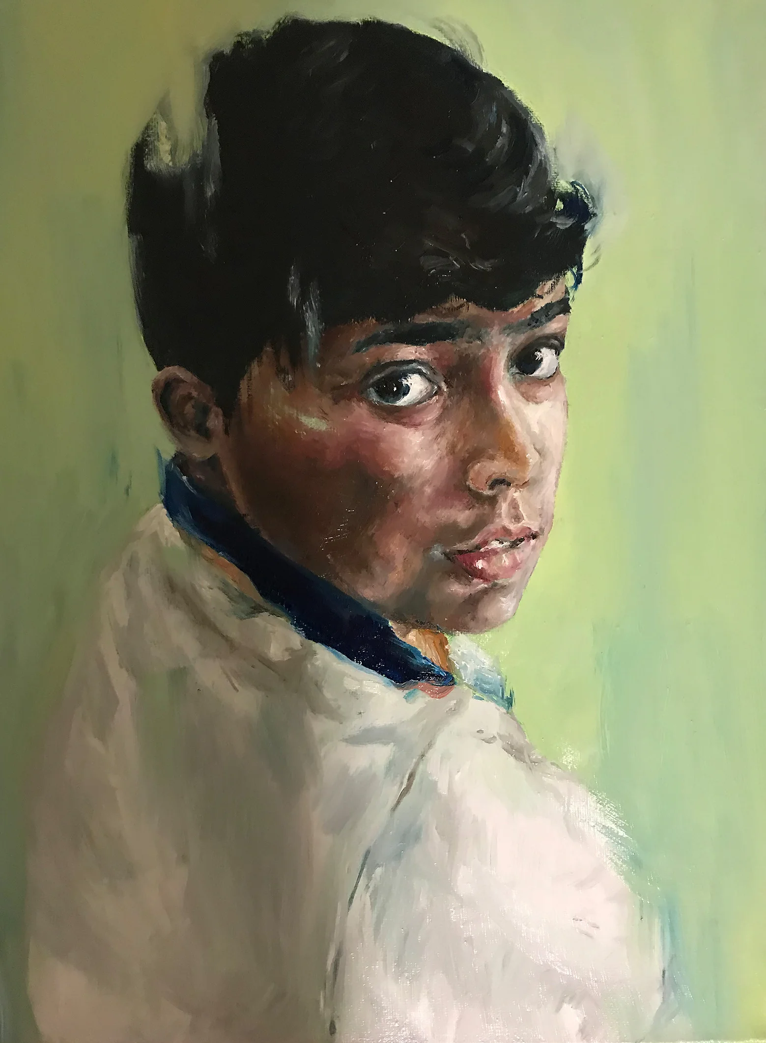 Oil Portrait, Joyce Chan (IDEA22) This oil painting features my friend's younger brother. I have always had trouble painting with the oil medium and it's great to get some practice with my choice of reference!