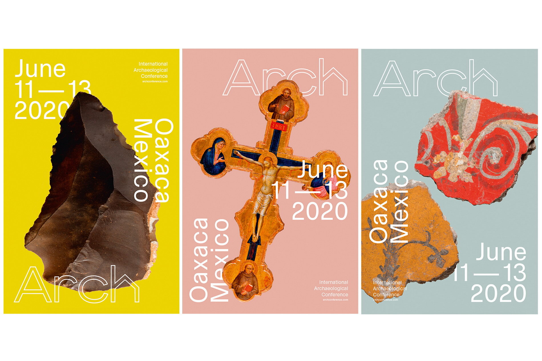  The set of promotional posters showcases the adapting field through typography that responds to the artifacts they feature. 