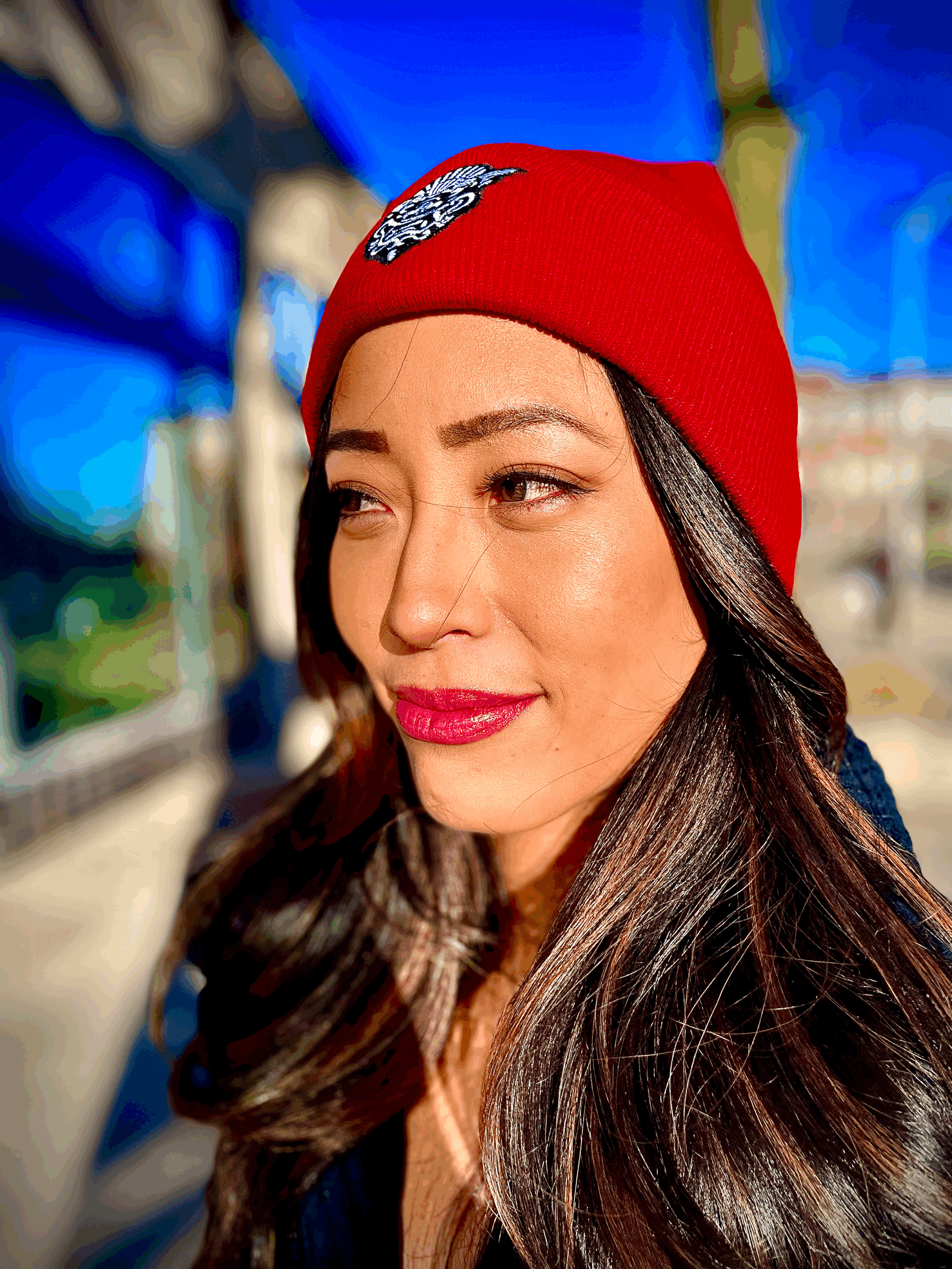 Peterboro Logo Beanie Cap in Red