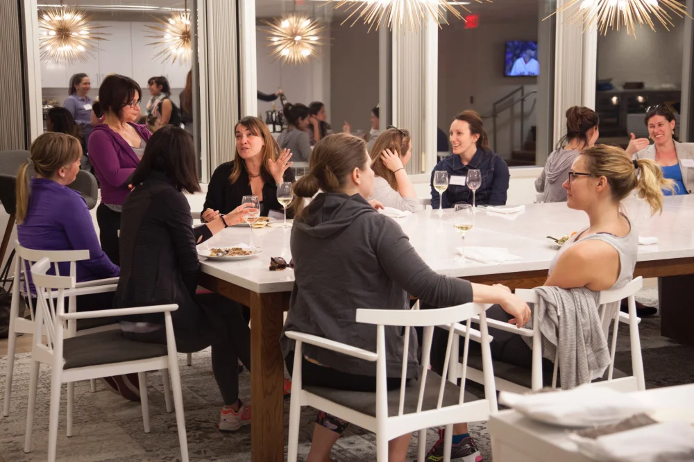 Wine and dinner reception at Vino & Vinyasa