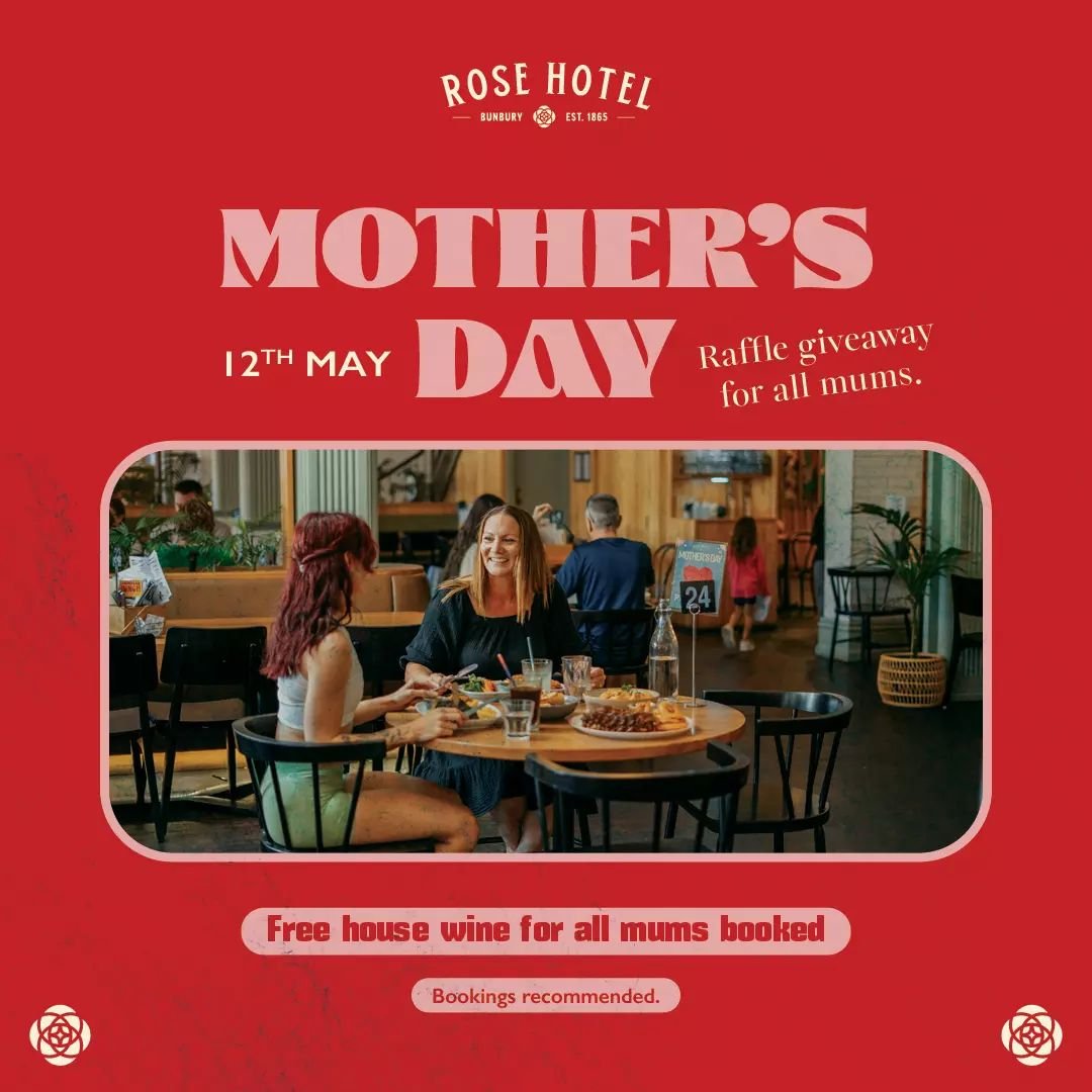 Make this Mother's Day extra special at the Rose&nbsp;🌹

Treat your mum to a memorable day with a complimentary glass of house wine and a raffle ticket for our giveaway!

For table bookings follow the link in our bio.