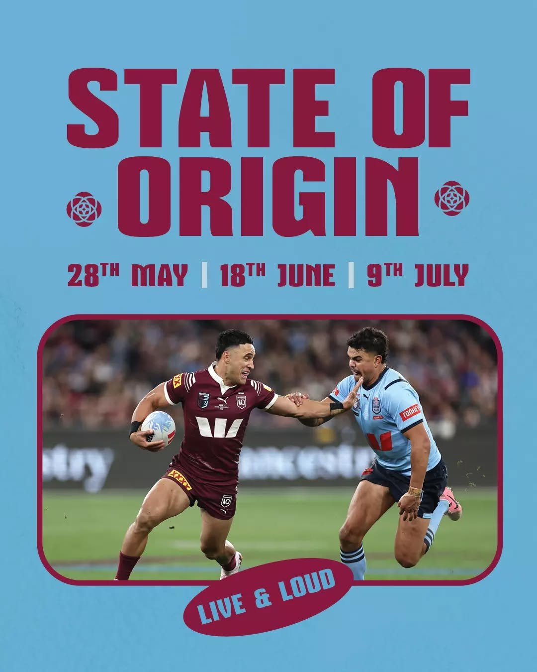 Are you ready for the rugby showdown of the year? Australia's greatest sporting rivalry is back with the 2025 Ampol State of Origin Series&nbsp;🏉
 
Grab your mates for some beers and bites whilst you cheer on the Blues and Maroons in the ultimate ru