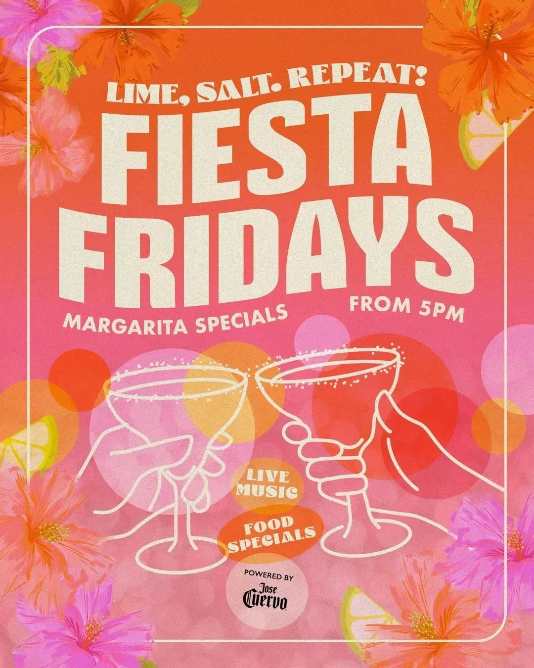 If your Friday plans don&rsquo;t involve margaritas and good music, you&rsquo;re doing it wrong 🍋&zwj;🟩

Join us from 5pm every Friday for DJs or live tunes, dangerously drinkable margs, and a Fiesta menu made for sharing!