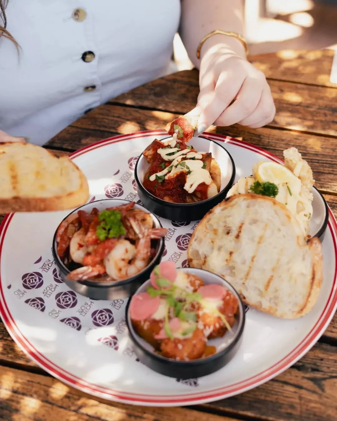 Grab our Monday Tapas Plate for $25 and dig into a spread made for sharing (or keeping all to yourself)!

Garlic prawns &amp; chorizo with olive oil &amp; chilli, patatas bravas, lemon pepper &amp; salt squid with aioli, sourdough, and crumbed hallou