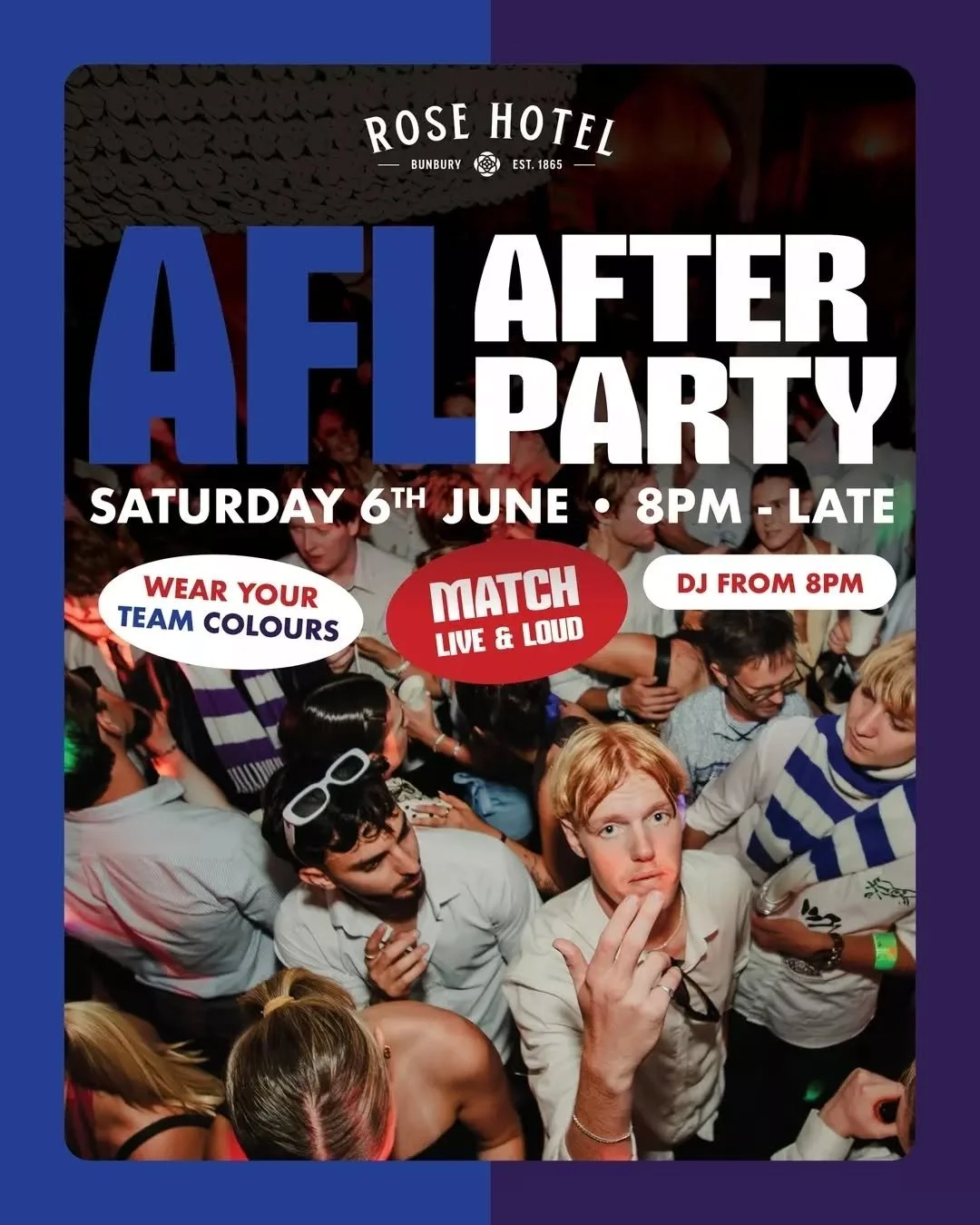 Win or lose, the after party is where the real action starts 🏉

Cold drinks, loud tunes and one massive night at the Rose after the final siren!