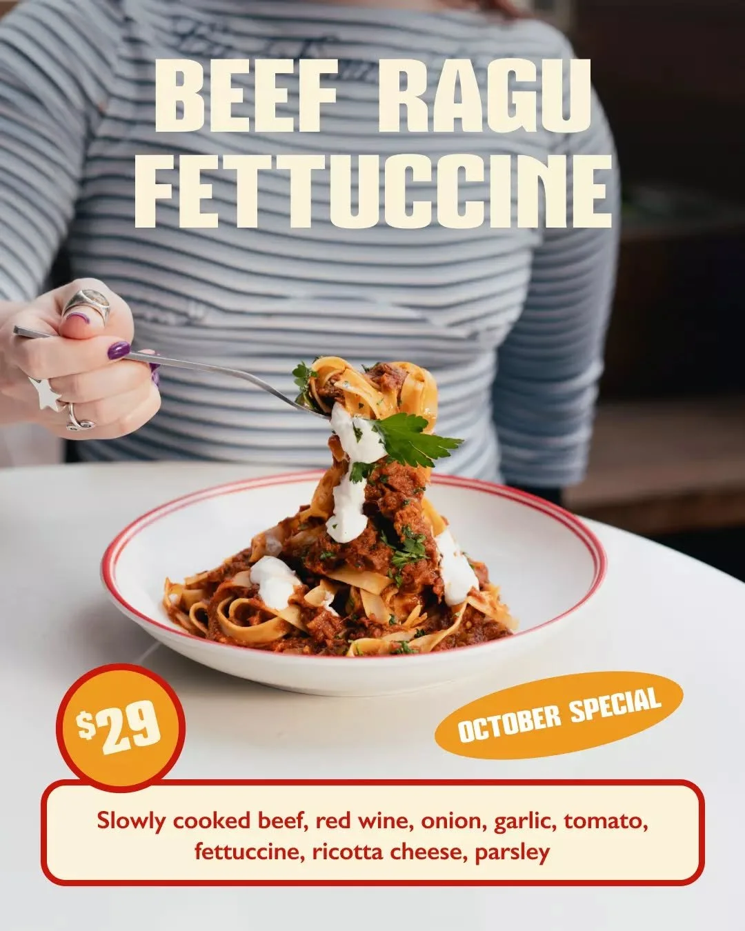 October&rsquo;s looking tasty 👀

Our Beef Ragu Fettuccine is your next flavour of the month! Rich, hearty and made for a big bowl of comfort.

Available all October at the Rose.