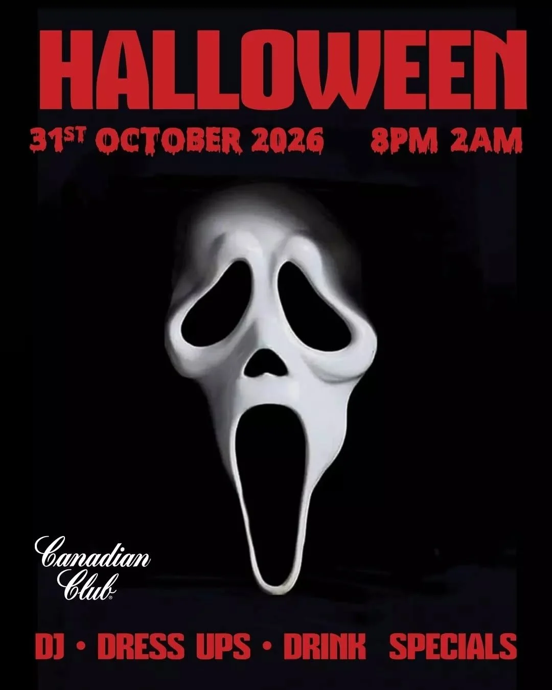 Halloween is coming to the Rose. 💀

Get your costume sorted and join us Saturday 31 October from 8pm&ndash;2am for a big night of DJs, dress-ups and Canadian Club drink specials.

Bring your best Halloween look and get ready for a big one. 🎃

Free 