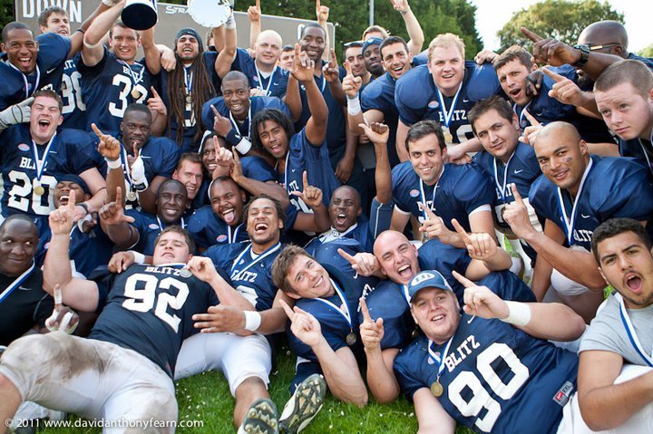 Celebrating the victory over the Kragujevac Wild Boars in the 2011 EFAF European Championships