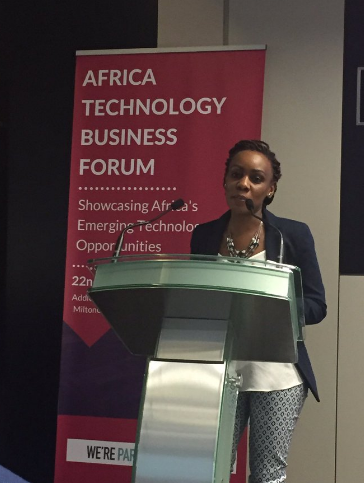 Africa Technology Business Forum founder Eunice Ball speaks at the African Tech Forum London in June 2016