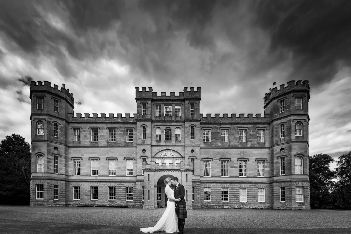 Wedderburn Castle Wedding - Paula & Chris In front Of The Castle