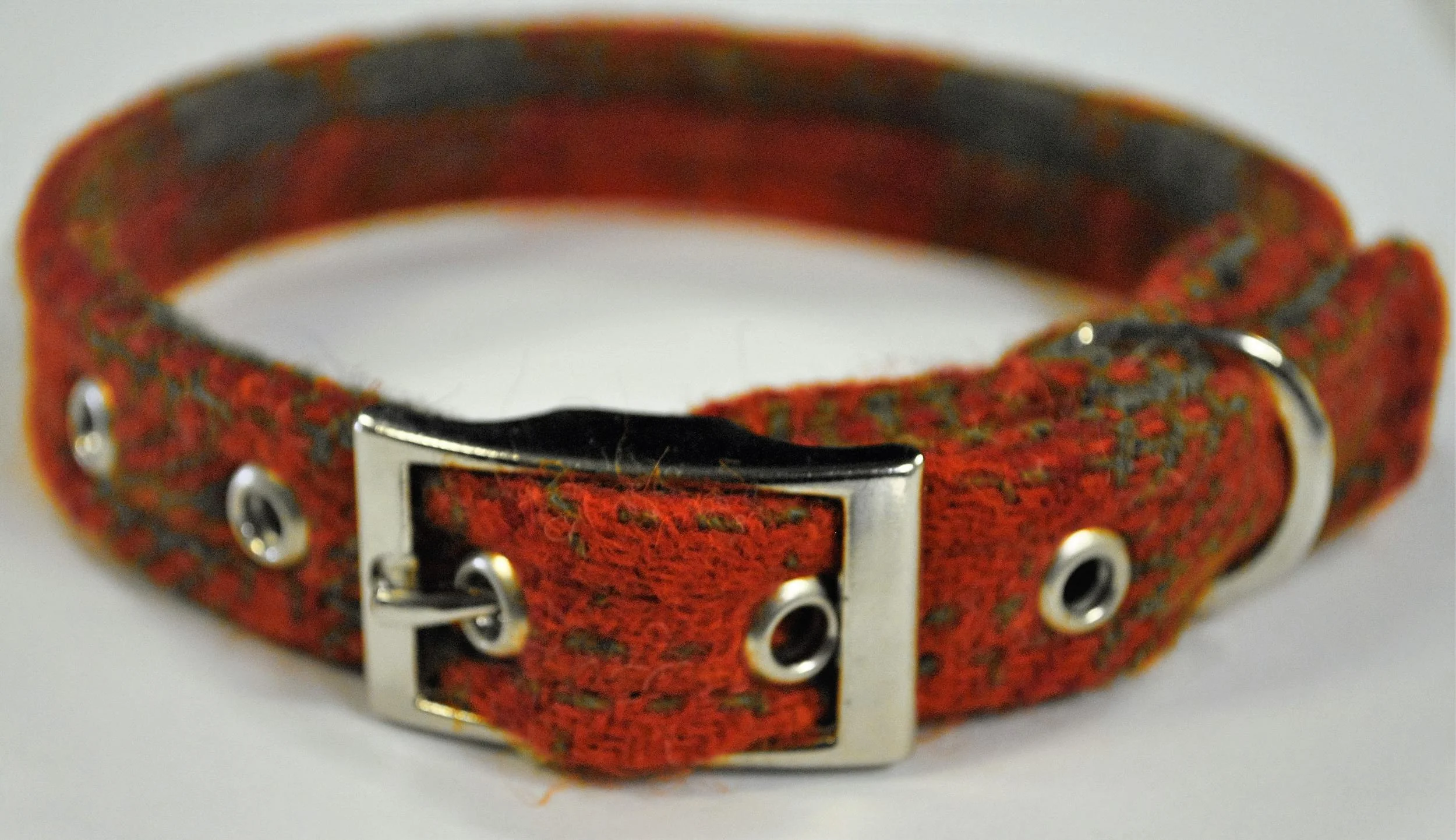 red tweed dog collar