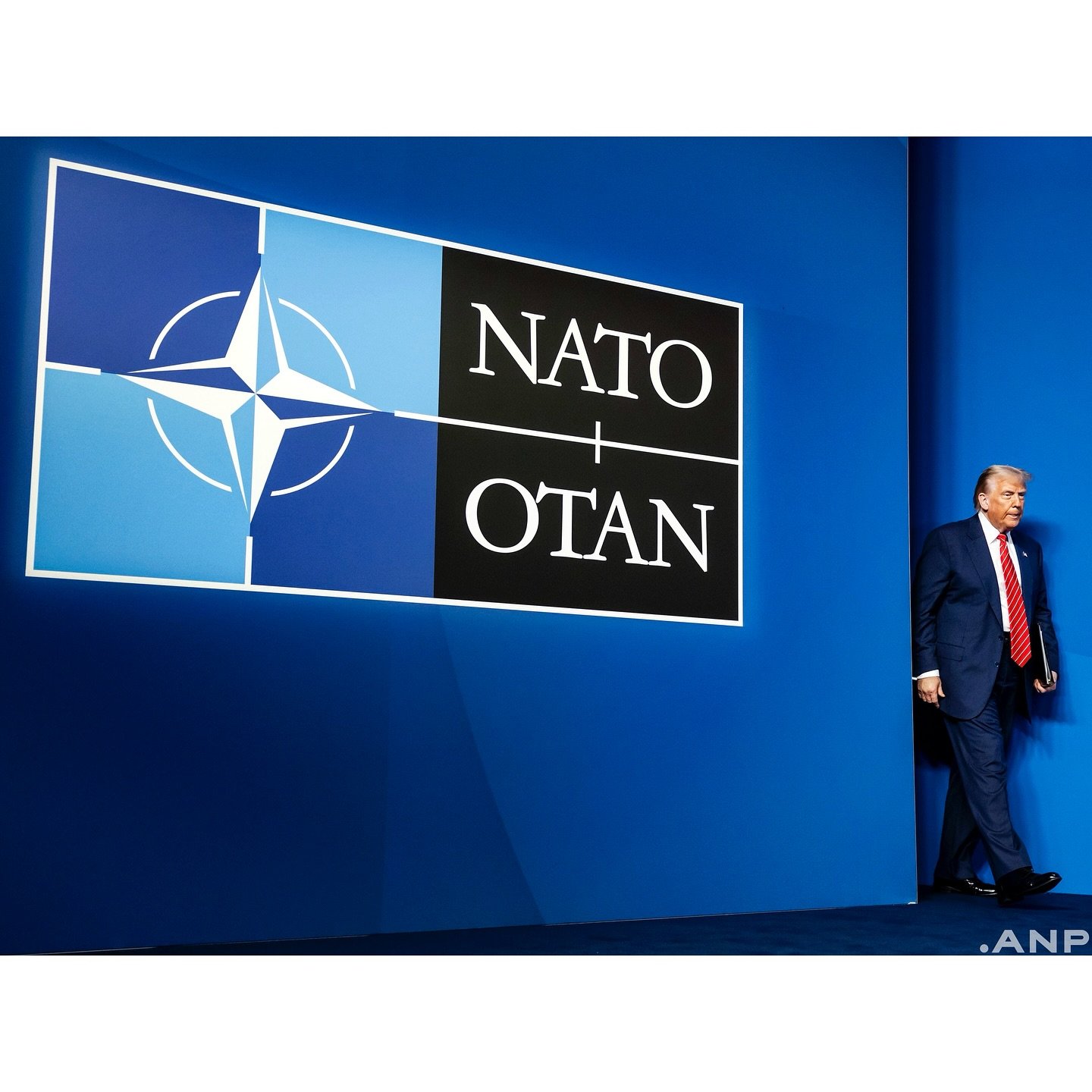 De Amerikaanse president Donald Trump op de slotdag van de NAVO-top in Den Haag. Nederland was, voor het eerst in de bestaansgeschiedenis van de NAVO, gastland voor een NAVO-top. #anpfoto #atwork #workday #anp #trump #natosummit #thehague #donaldtrum