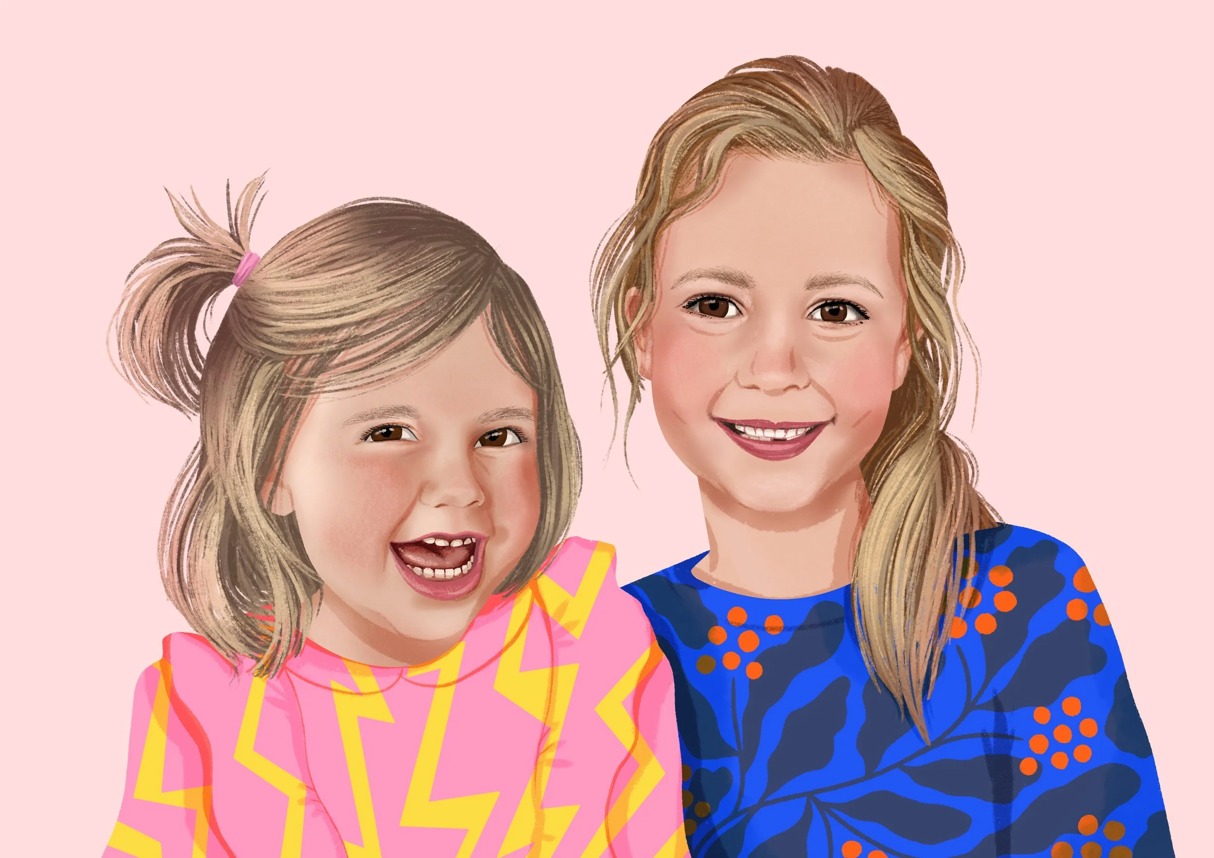 digital drawing portrait commission by Amy Blackwell children