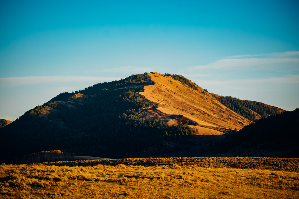 Last day's light catches a ridge just north of the Blackfoot Reservoir.