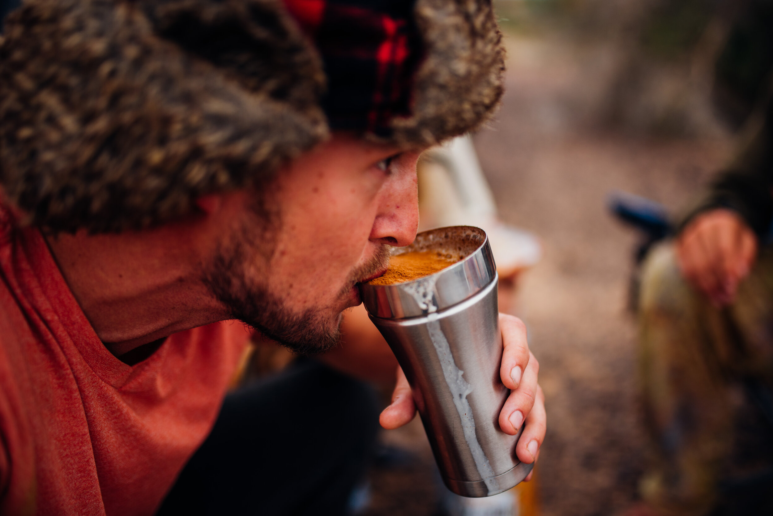  Matt, obsessed with morning coffee, indulges. 