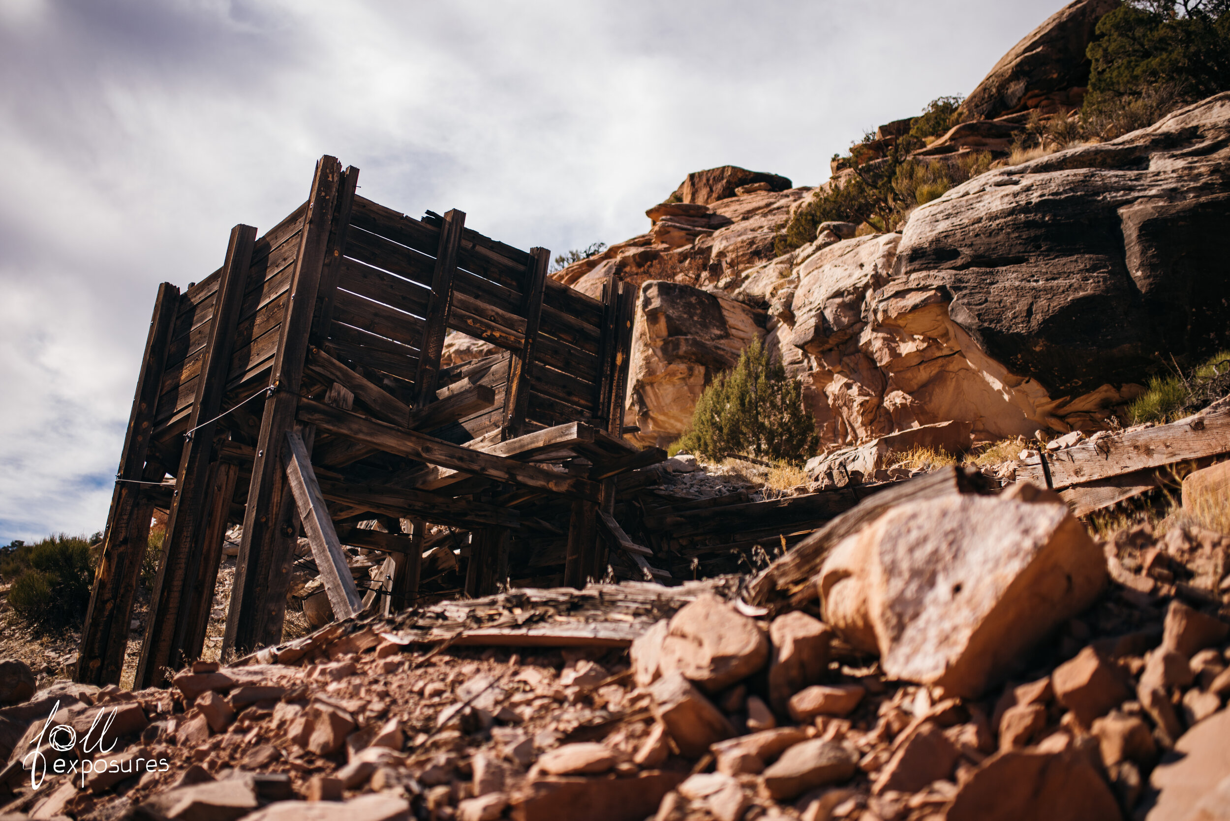  A dilapidated loading hopper seen outside &amp; below the mine itself. 