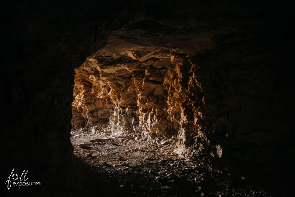  I love the texture and the fall off rate of light as it makes its way underground. Light prefers smooth surfaces to travel farther distances, like a rock skipping on a flat body of water. Since the mine consists of many rough or bumpy surfaces, the 