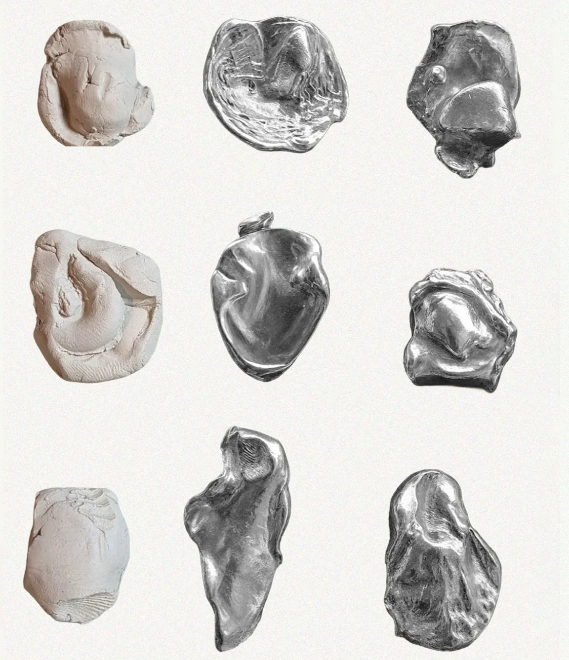 Casts from broken shells - an ongoing series. At some point I will pick a favorite and make it into a limited edition brooch.