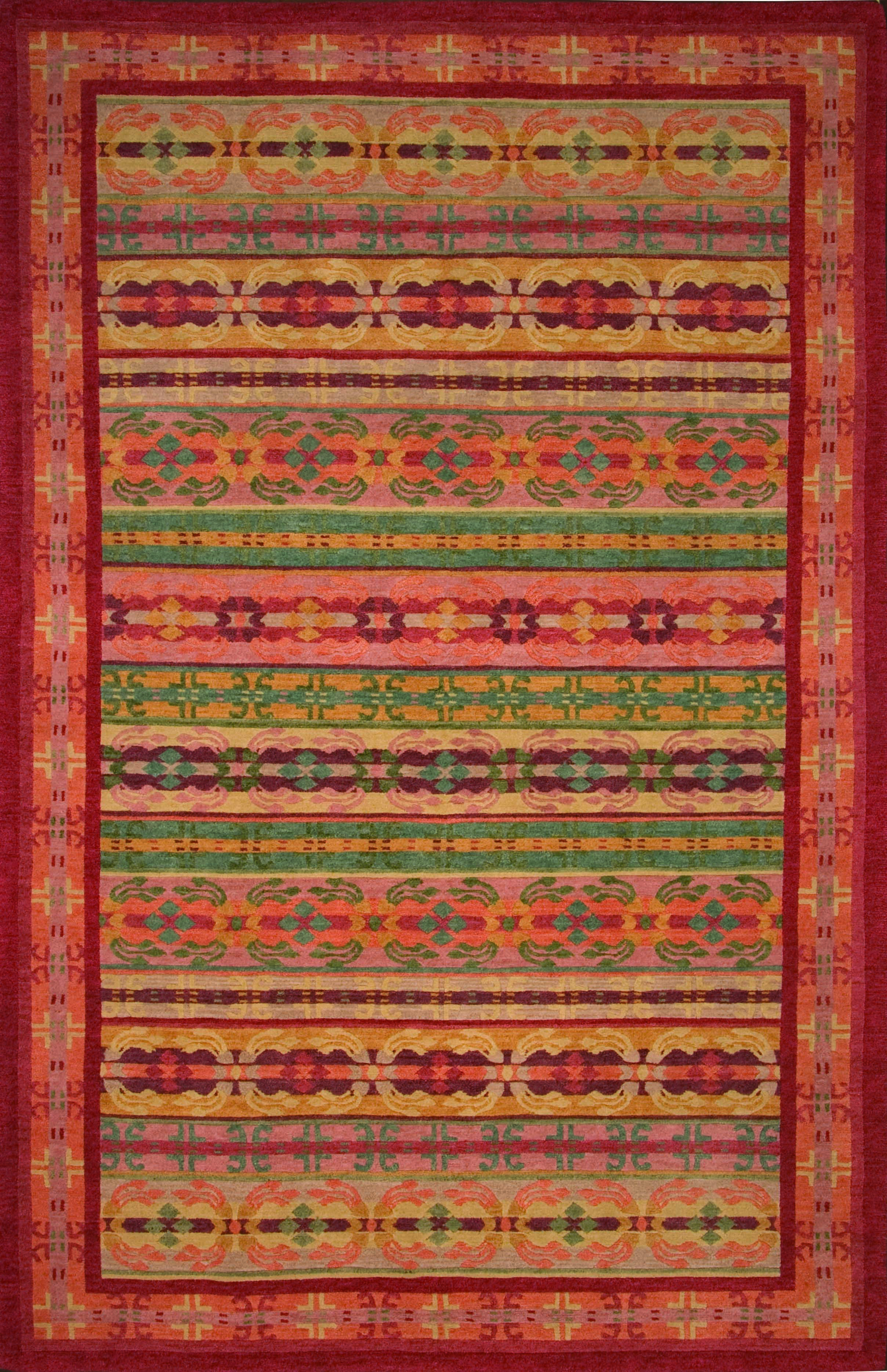 Trellis Red Tibetan Area Rugs I, Orange And Red Area Rugs