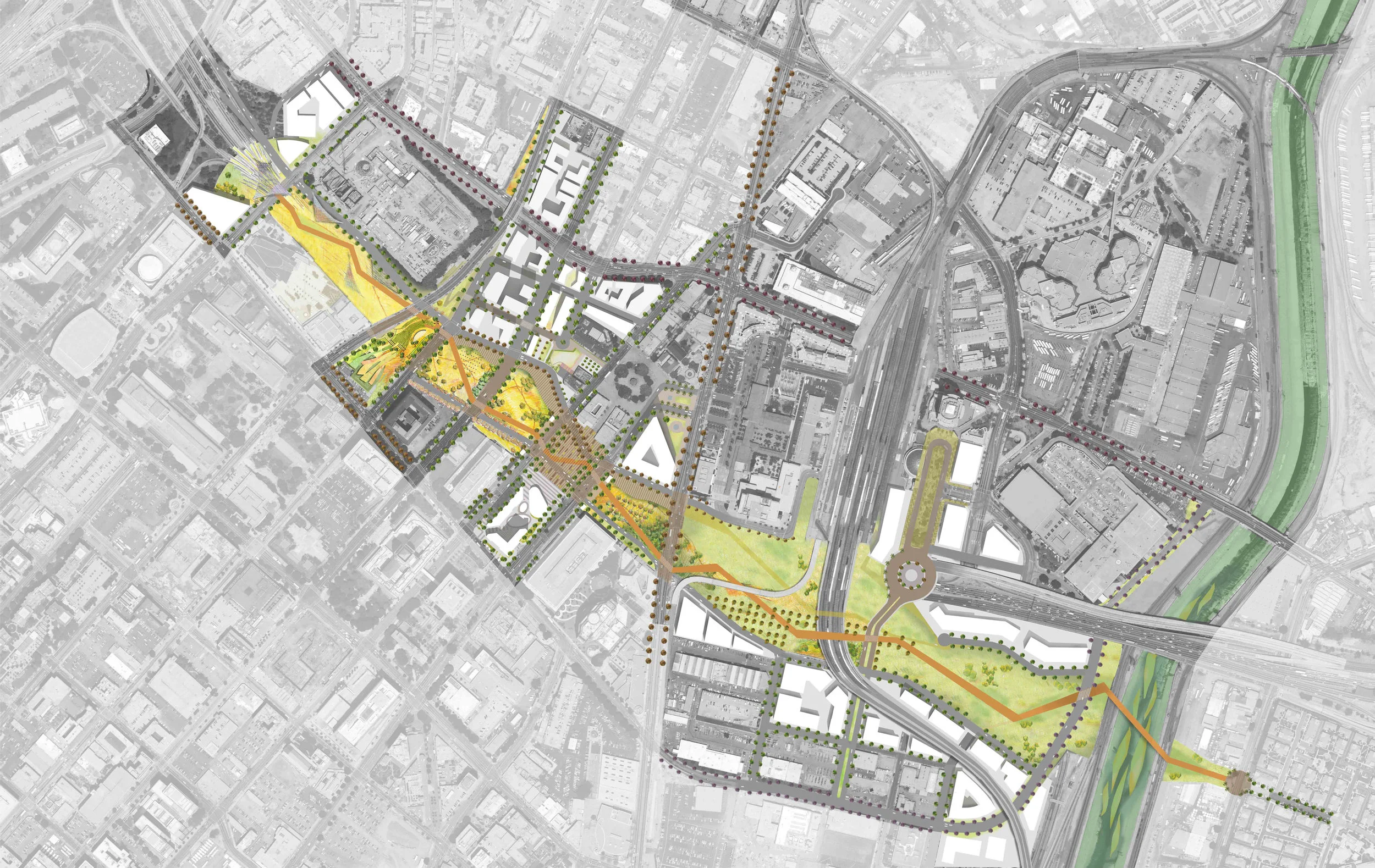 Park 101 Freeway Cap Park | Downtown Los Angeles. Designed while at AECOM.
