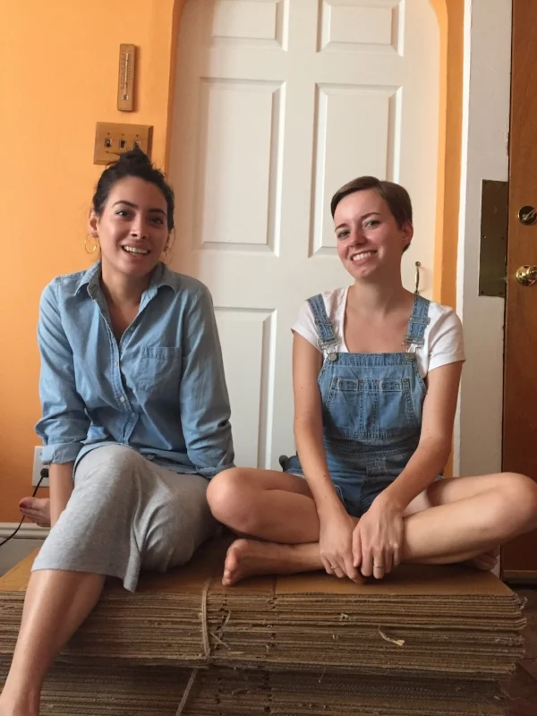 Julia and Abril sitting on the soon to be up-cycled set of ZWD