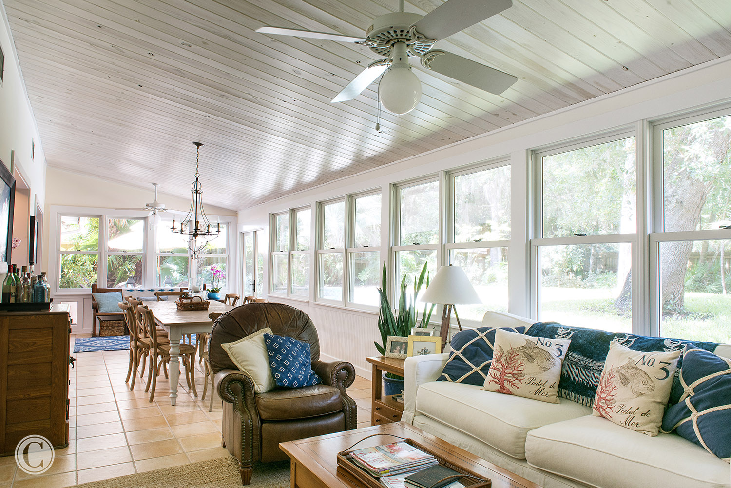 Converted back porch to gorgeous family and dining room, Atlantic Beach, Florida Home Renovation, ©Agnes Lopez Photography