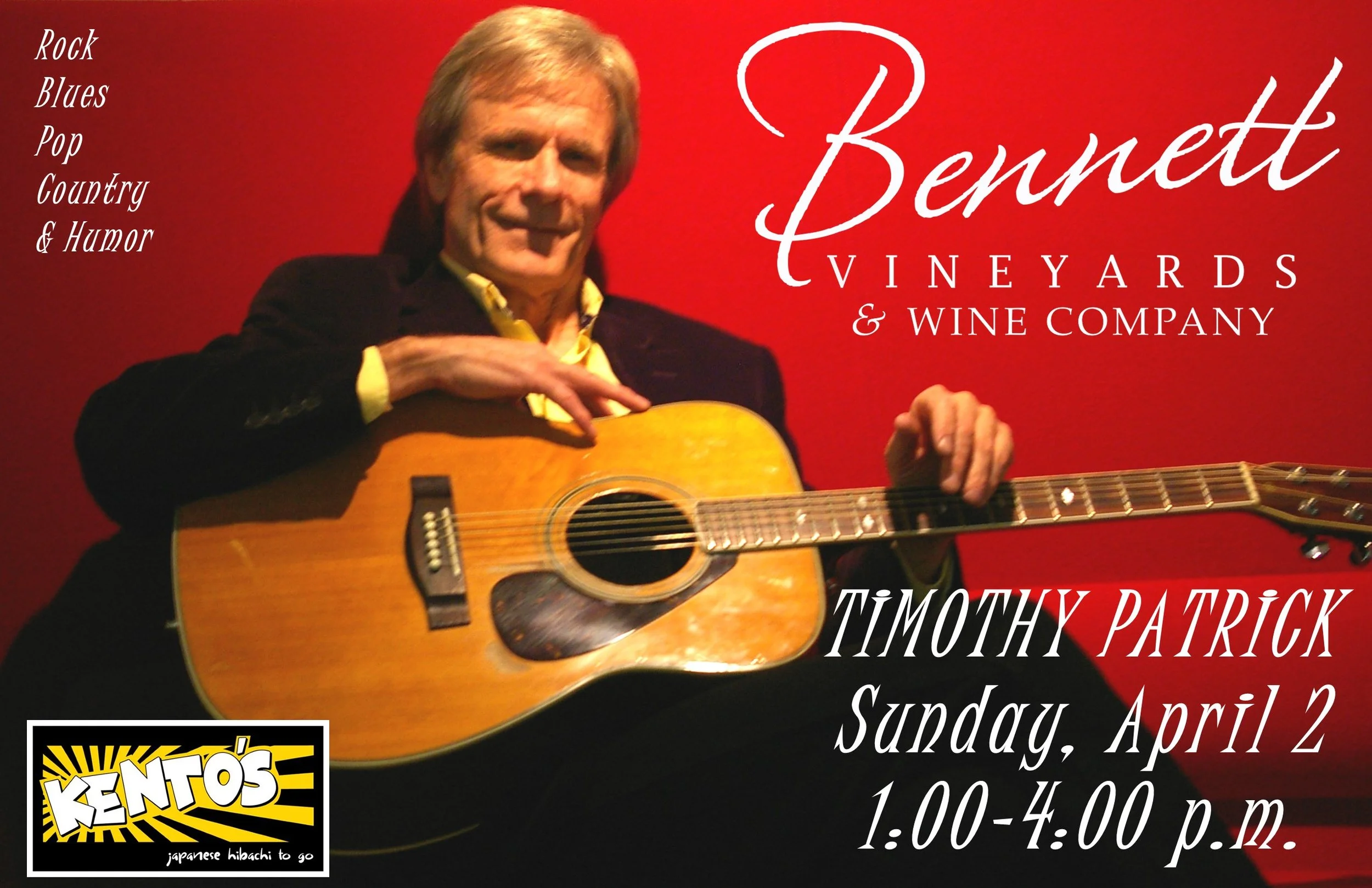 CANCELLED DUE TO ILLNESS  --  Timothy Patrick at Bennett Vineyards