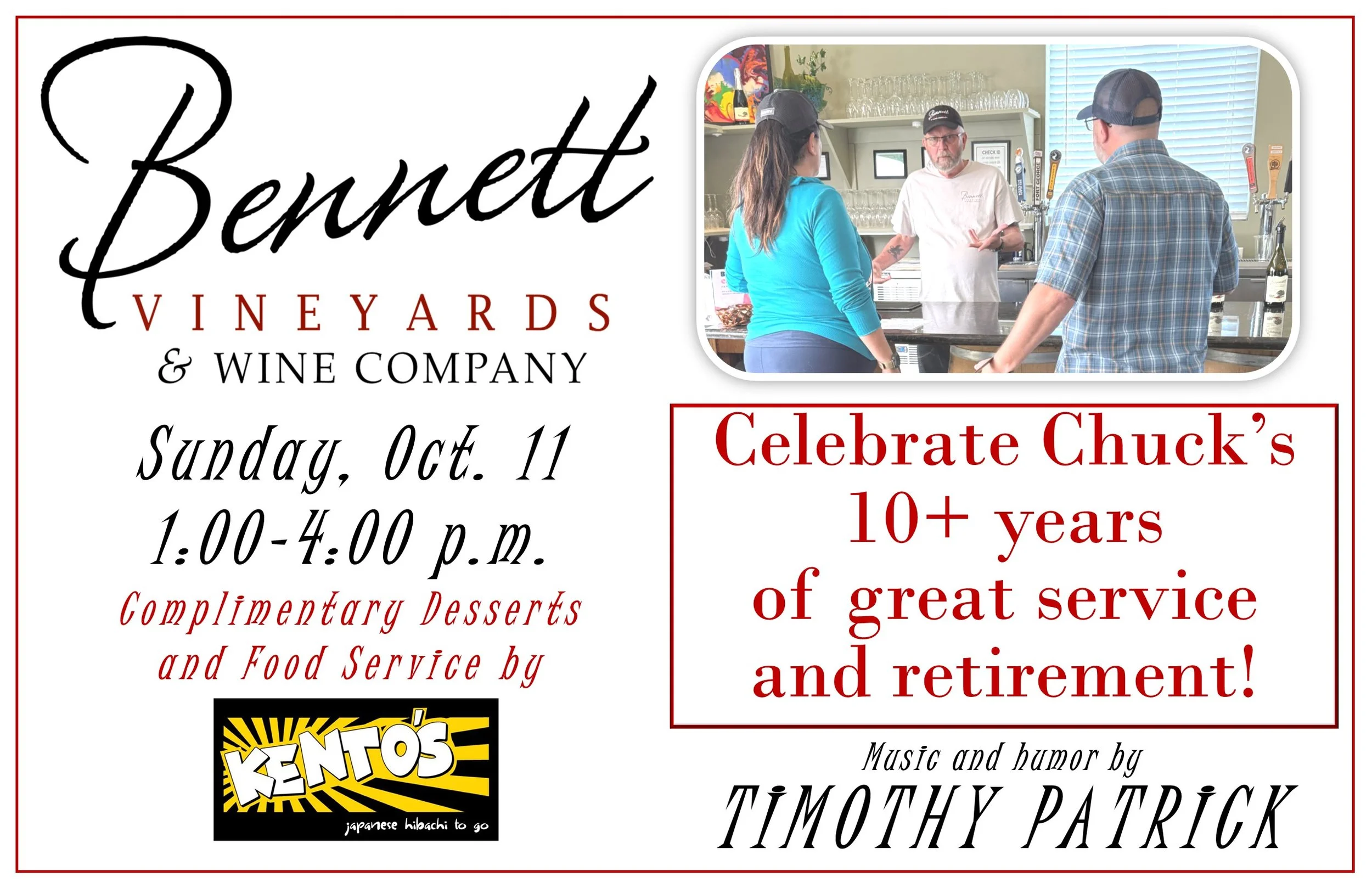 Chuck is Retiring from Bennett Vineyards!