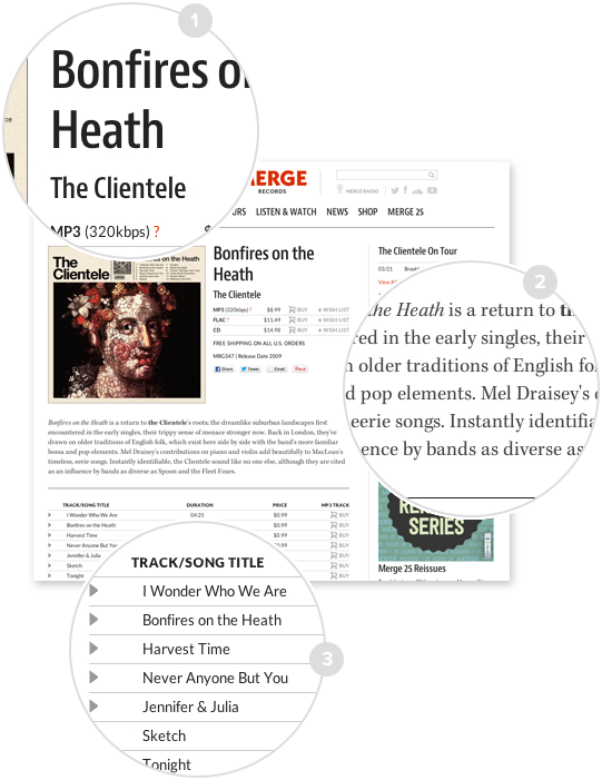 With content-driven design, typography had to be carefully considered: Bernino Sans Condensed for its journalistic look & feel (1), Kepler — a modern serif font with nice calligraphic strokes (2), and Google’s Lato for data and small text (3).
